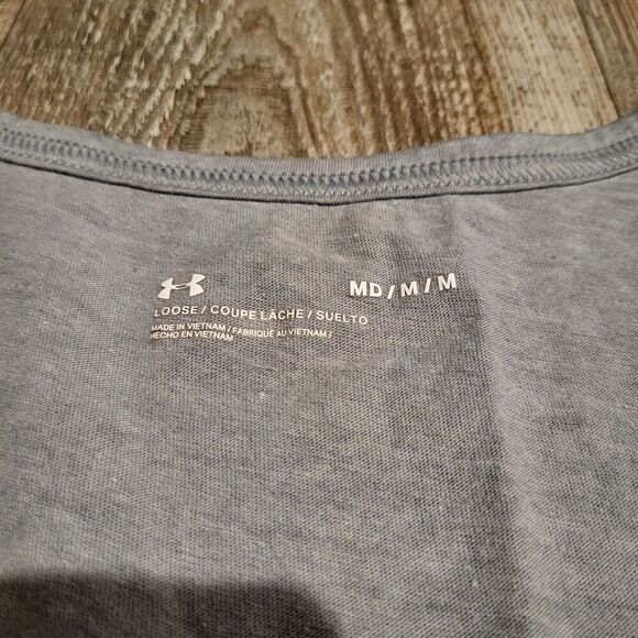 Under Armour Graphic Loose Fit Grey Athletic Tank Top Women's Size Medium - Picture 3 of 5